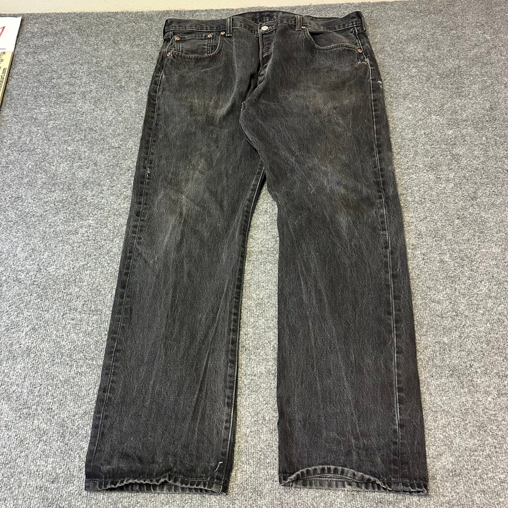 Levi's Jeans Mens Size 40x30 Black 501 Original Fit Straight Leg Faded Denim